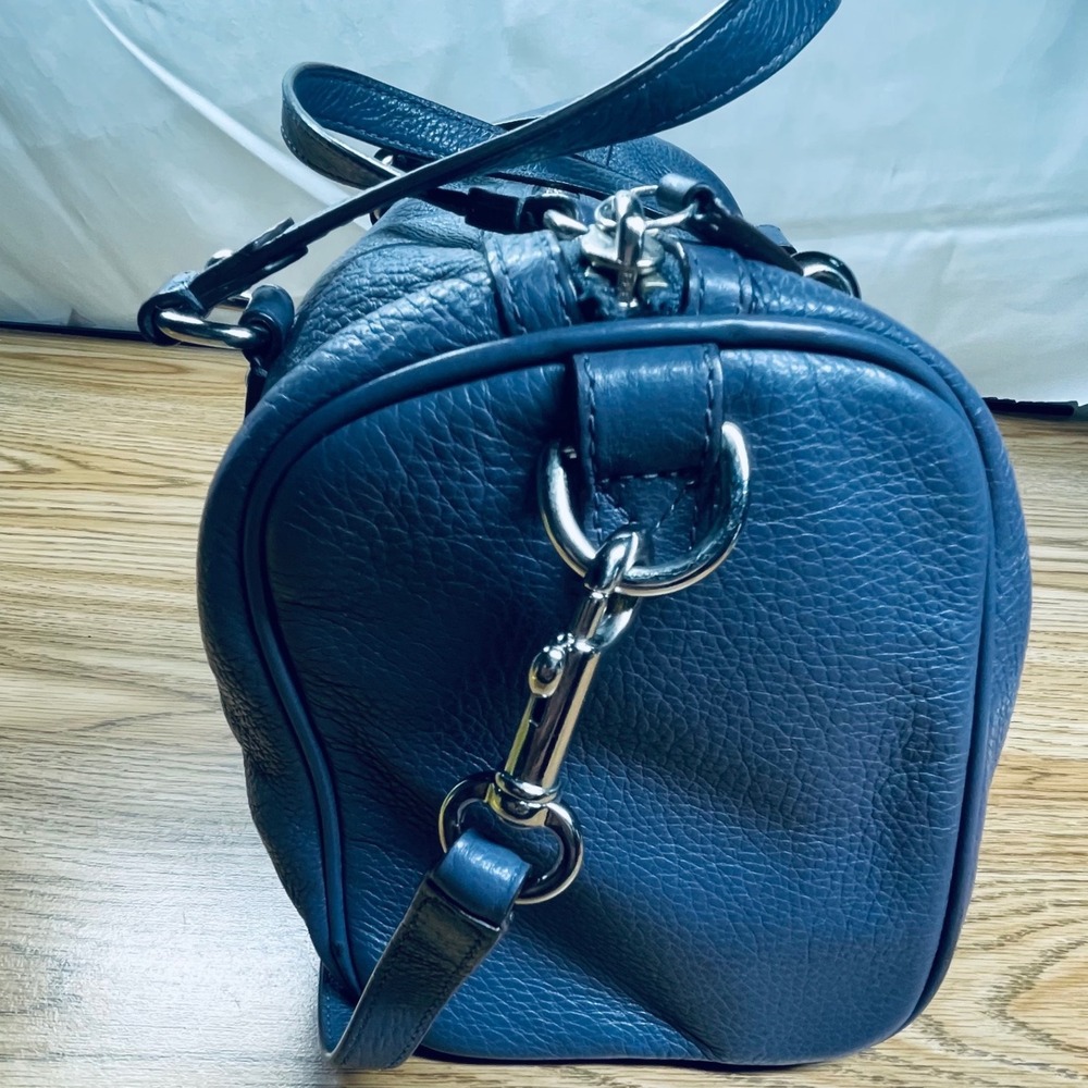 Coach Women Satchel Pebbled Leather Slate Blue Medium Crossbody Tassel 23121 - Picture 9 of 11